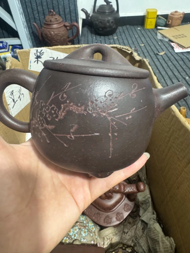 宜兴紫砂原矿珍藏泥料铁血红砂全手工高瓢紫砂壶茶壶