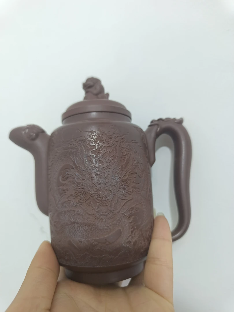 宜兴紫砂壶紫朱泥直筒壶