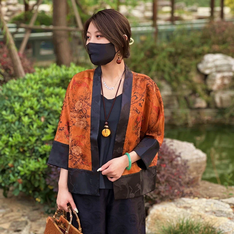 【芸墨质造】-微棠 重磅中式短款外披国风提花茶服设计款时尚百搭