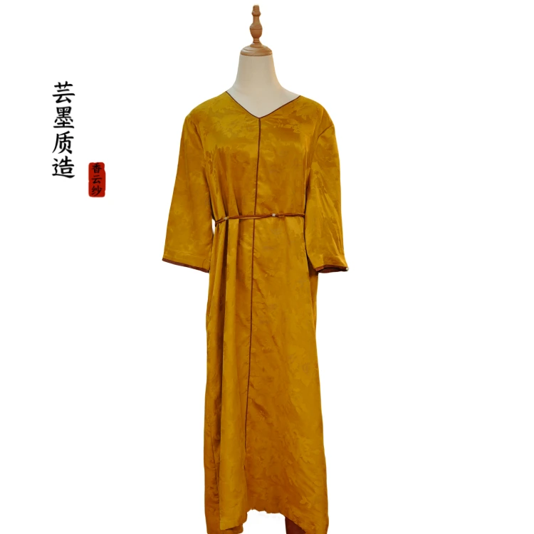 【芸墨质造】-澜亭月 新款桑蚕丝设计师款女士连衣裙国风气质款