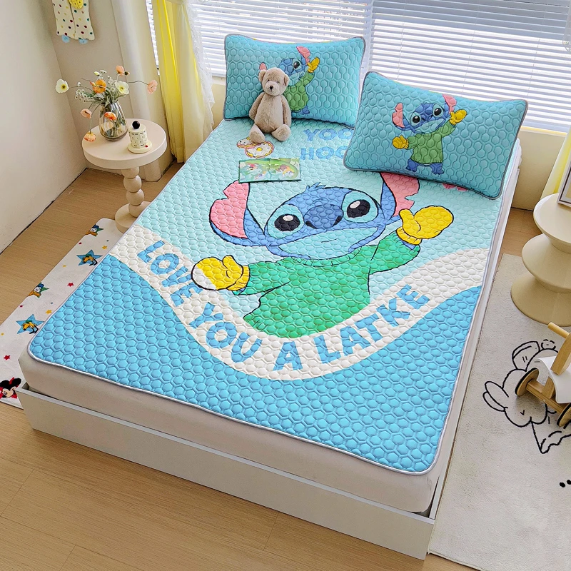 卡通乳胶凉席三件套冰丝软席子夏天学生宿舍单人儿童空调席可机洗