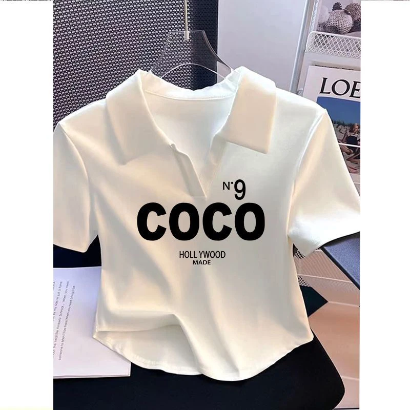 正肩螺纹polo短袖t恤女夏季小个子2025新款短款小众修身辣妹上衣