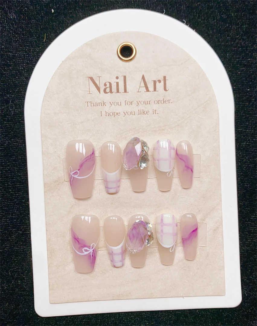 天外来石晕染纯手工穿戴甲长梯中长梯夏日清新恋爱季省钱风穿戴甲