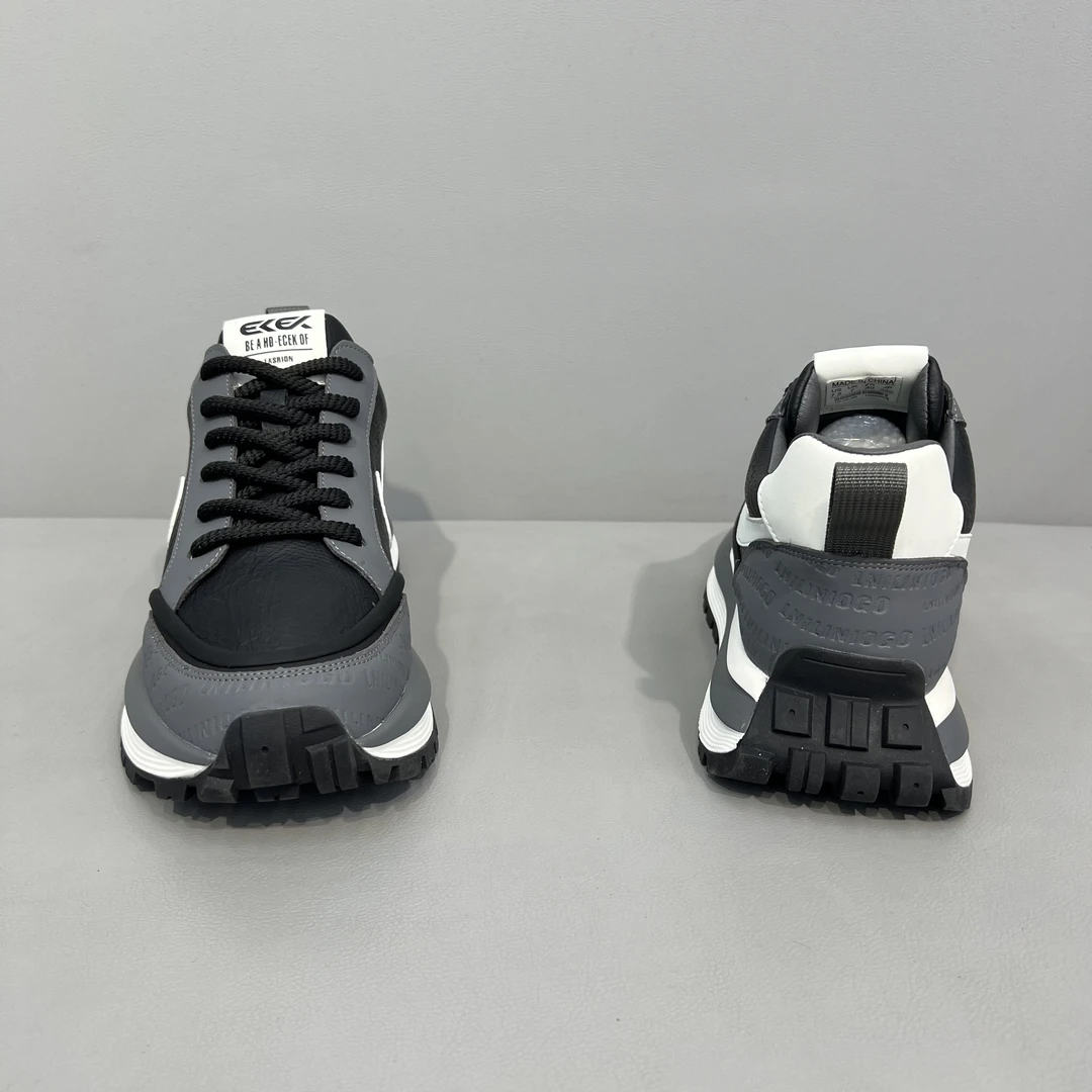 2025春季新款厚底低帮韩版厚底男士休闲鞋潮流系带拼色运动鞋潮鞋