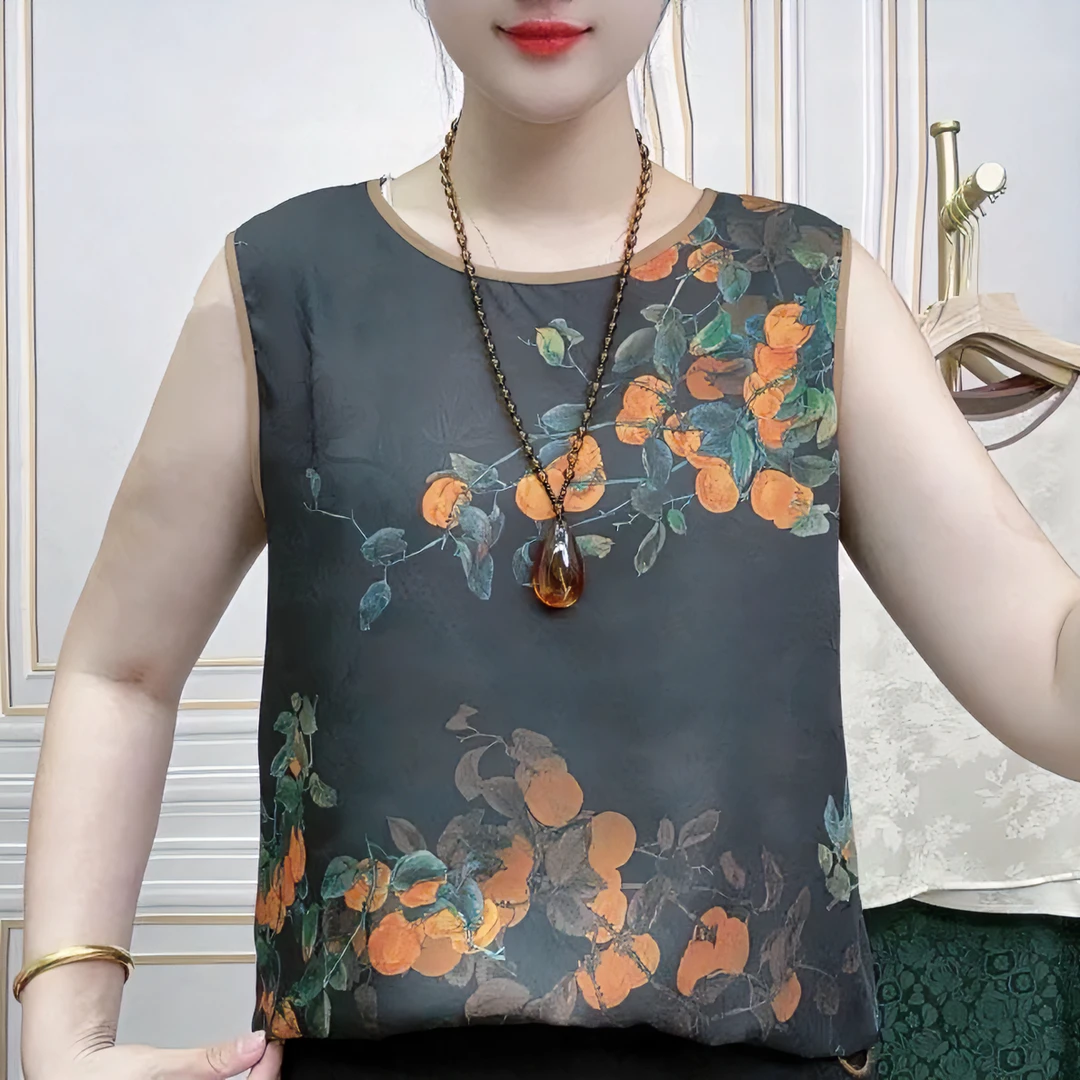 双面花萝宽松显瘦气质花萝百搭时尚无袖女士圆领背大码女背心网红