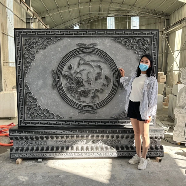 大型定制石雕仿古花岗岩影壁墙庭院别墅背景墙照壁摆件