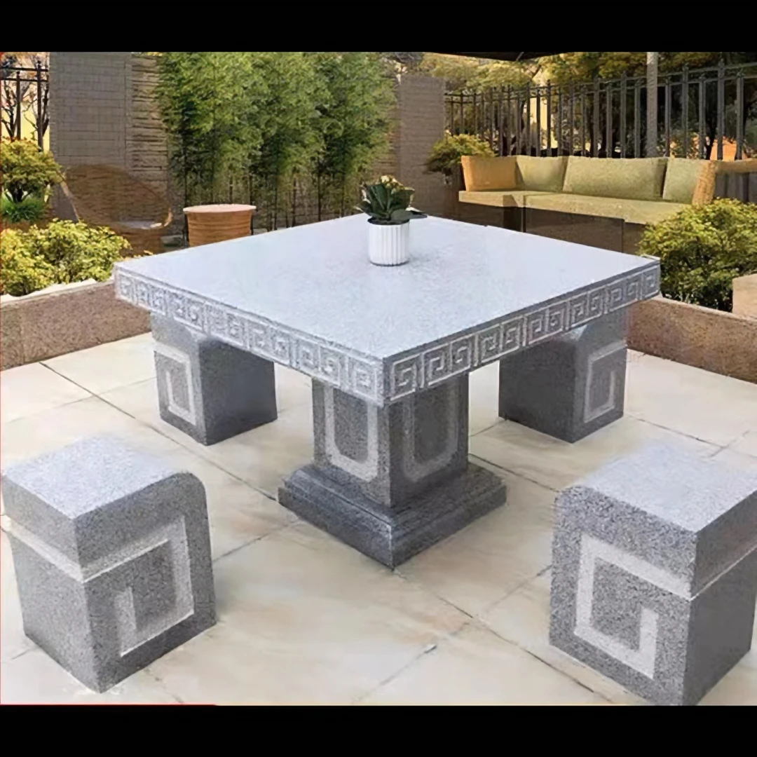 石雕石桌石凳花岗岩户外休闲庭院花园别墅石头桌椅摆件园林基础