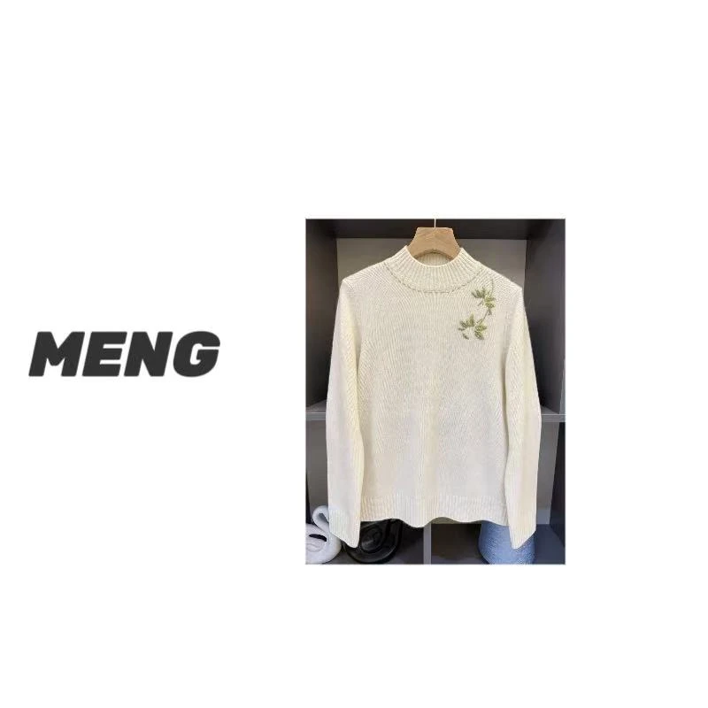 【梦汝金系列~羊羔绒】手工绣花 小山羊绒高端超细腻 半高领羊绒衫