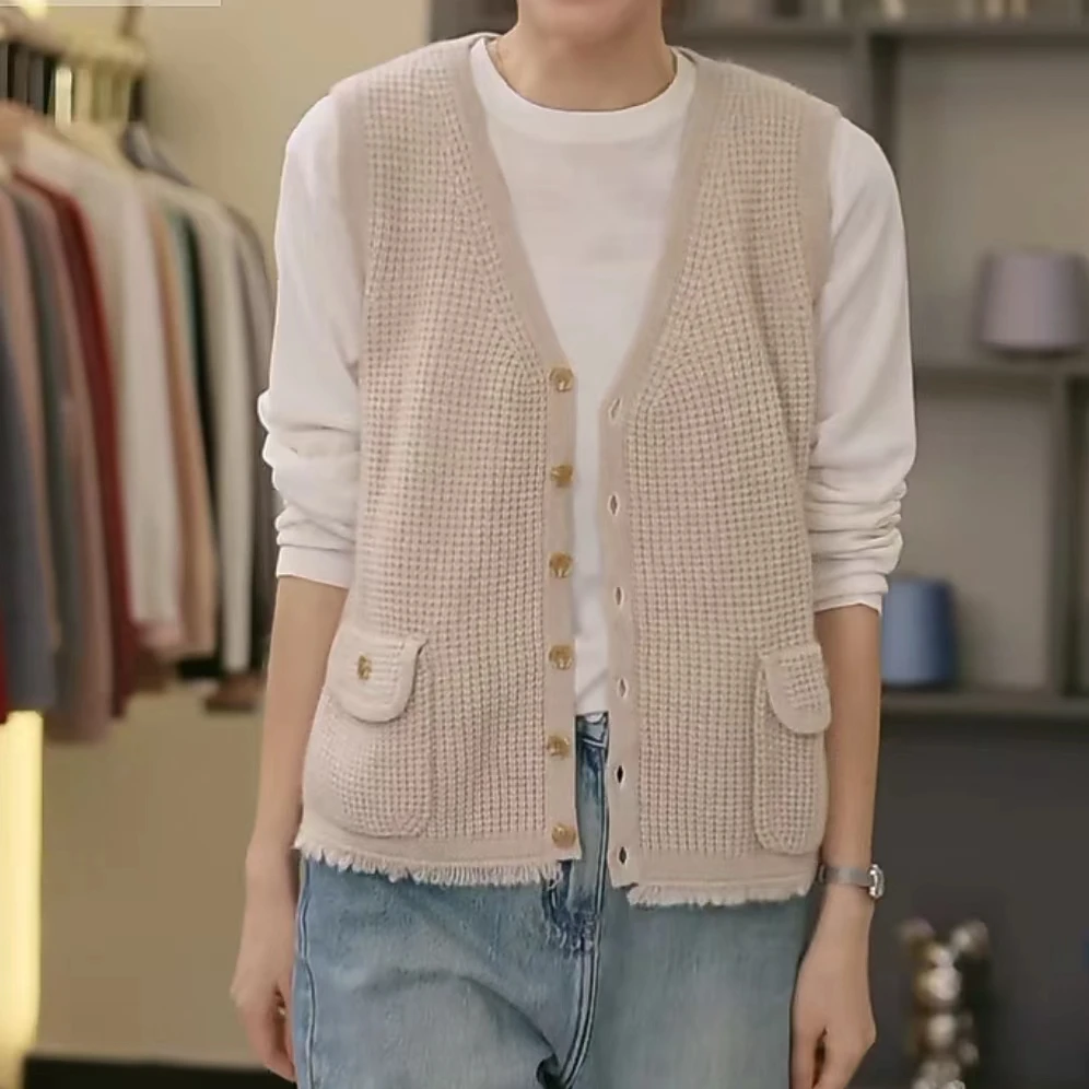纯山羊绒马甲  简约V领针织马甲