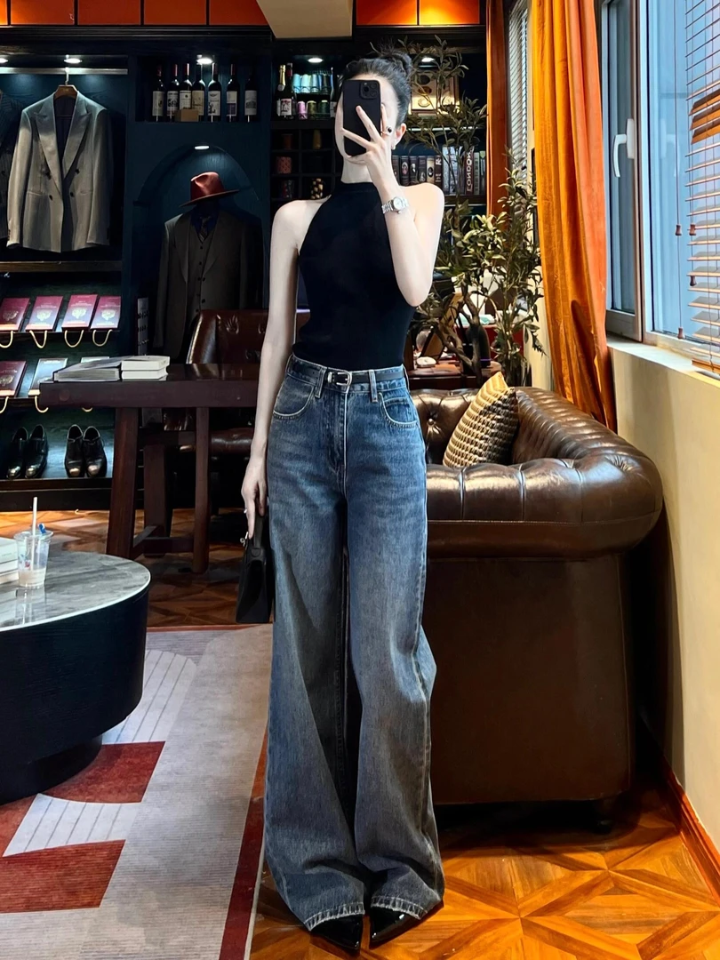 【叙旧】时尚复古牛仔裤炸街盐系高级御姐搭配辣妹背心上衣