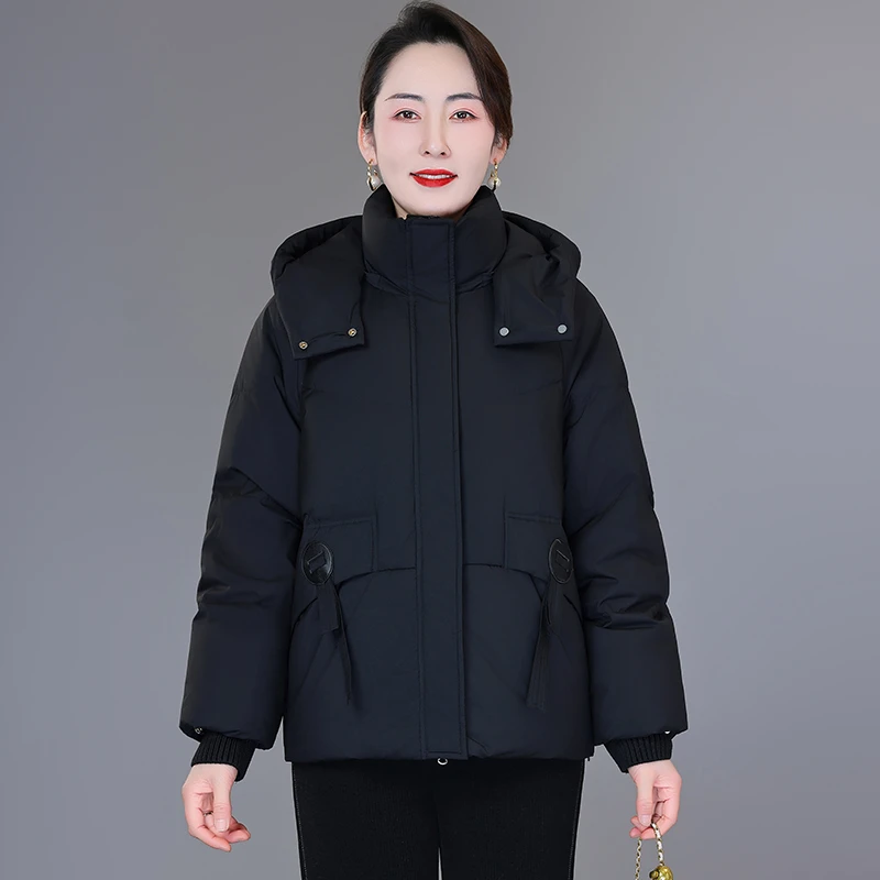恩狐时尚气质羽绒服2024年冬季新款休闲百搭加厚连帽保暖外套