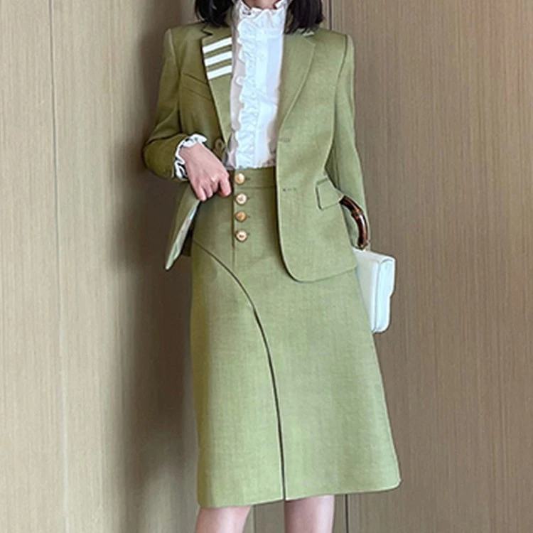早春女装洋气时髦西服裙子两件套时尚高级感职业西装套装女A57231