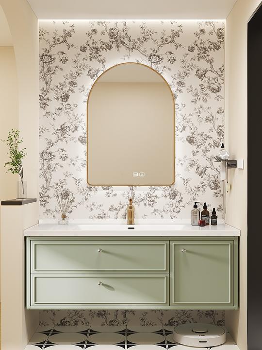 法式橡木烤漆浴室柜组合一体陶瓷盆卫浴柜田园风洗漱台洗手洗脸盆