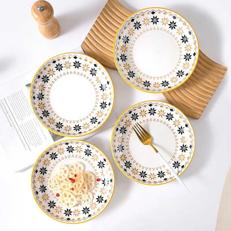 【孟垣】波西米亚4个装8英寸饭盘陶瓷釉下彩吃饭盘简约创意家用餐盘