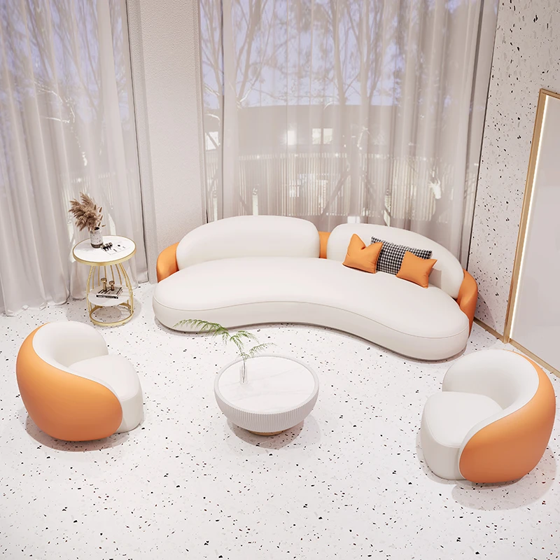 小户型沙发客厅家用轻奢简约现代大气单人布艺沙发组合异形美容院