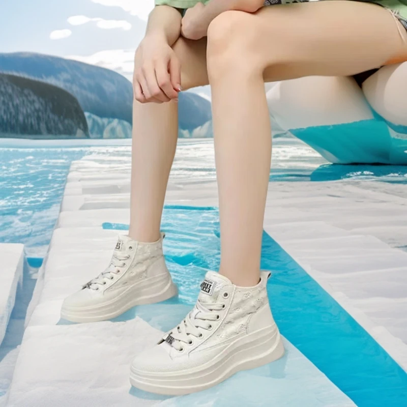 女鞋24新款网红款真皮小白鞋秋季厚底春季百搭休闲时尚运动洞洞鞋