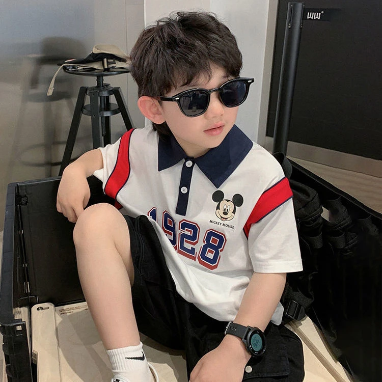 儿童短袖夏季新款中小童外穿薄款宽松上衣男童含棉帅气t恤polo衫