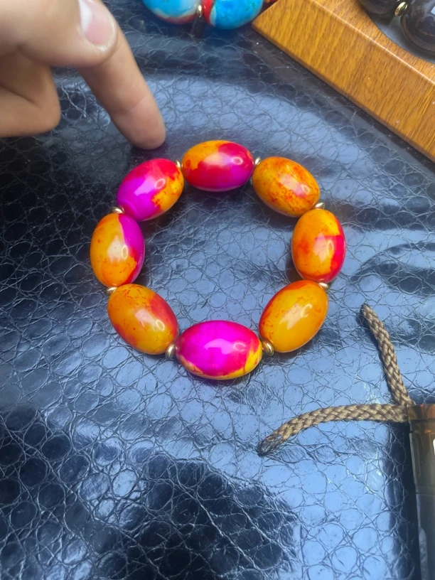 天然玛瑙时尚百搭赤焰金丹双元素玛瑙手串（多样性拍一发一）