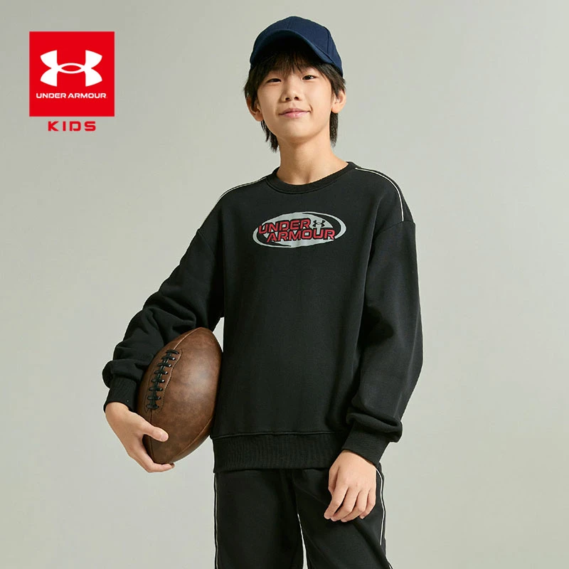 安德玛童装男女童春季新款宽松运动长袖舒适套头卫衣3517