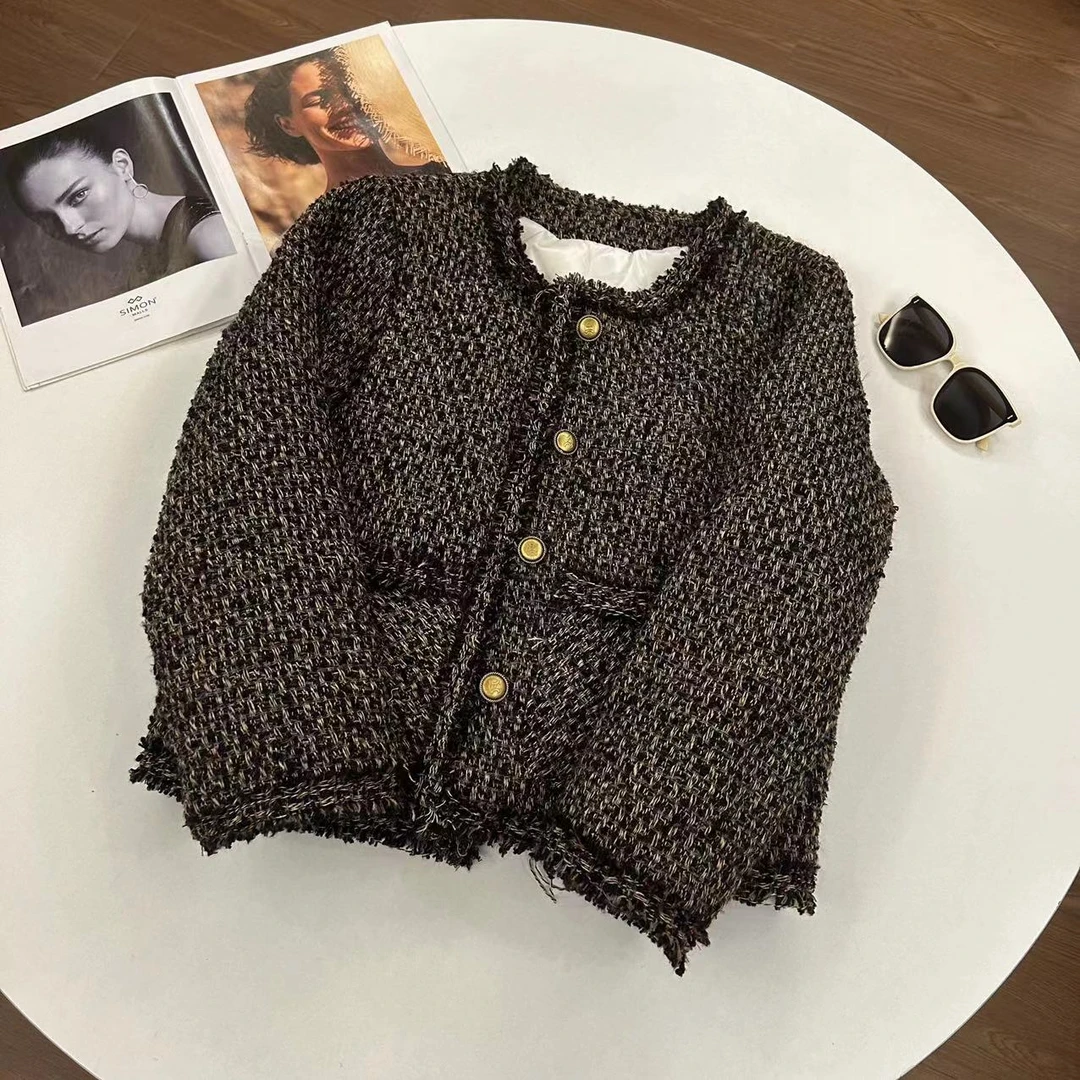 小静折扣~ U1399  冬季拉毛粗花呢内里加厚小香风外套（卡码拍大）