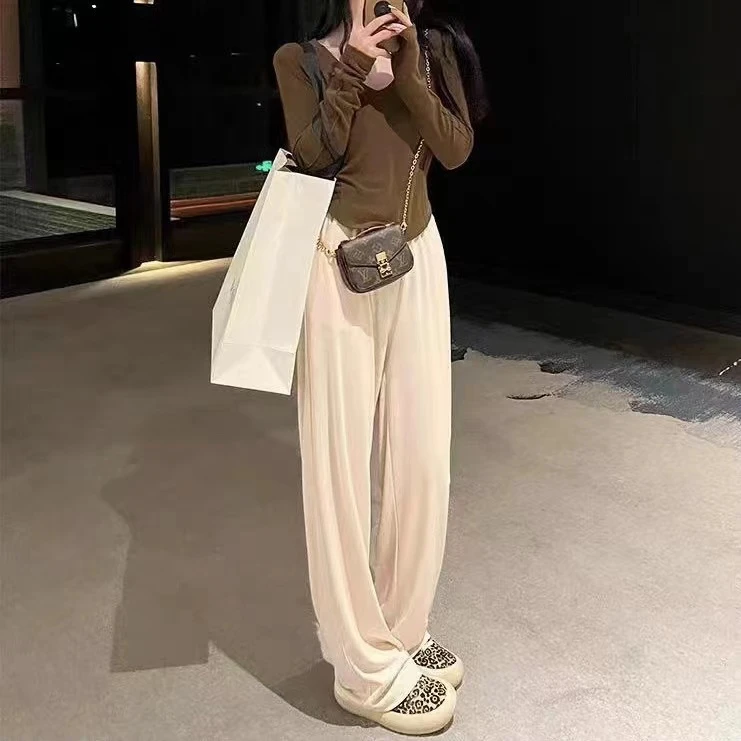 N881W    松紧腰直筒休闲裤显高显瘦春夏女款（卡码不拍大）