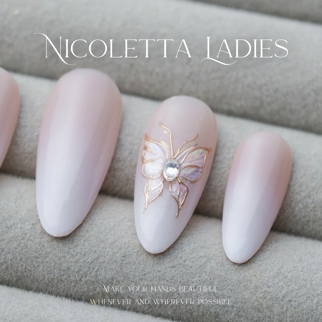 Nicoletta Ladies【两只蝴蝶】蝴蝶造型杏仁甲高级手工穿戴甲