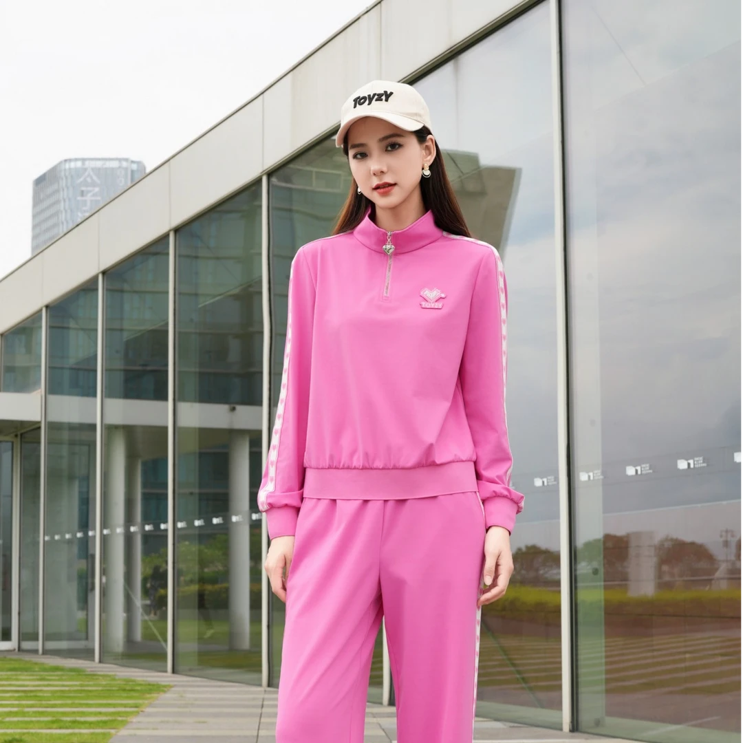 ToyzY新款爱心提花侧织带半开襟立领春秋长袖单上衣ZC34360080