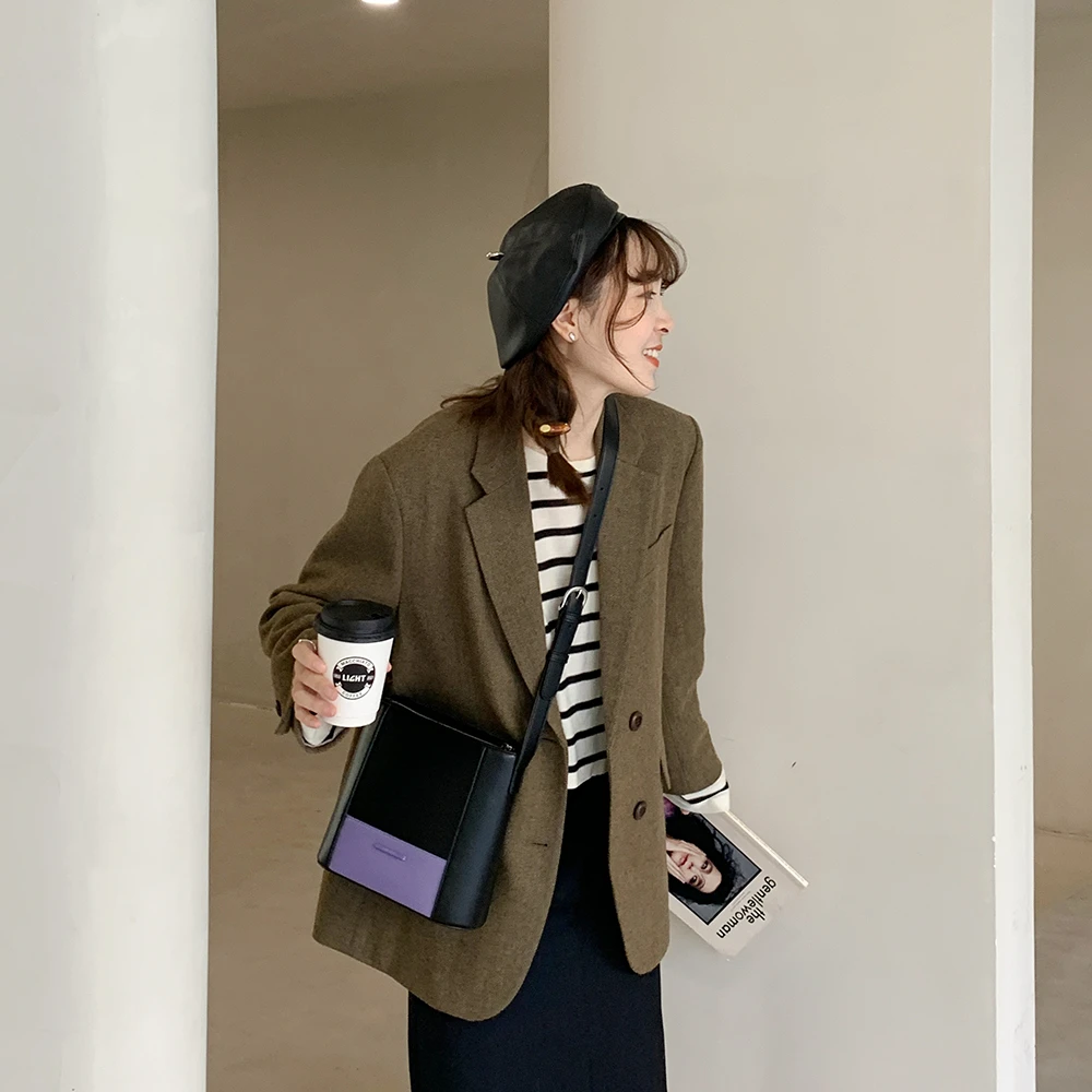 MICOCAH「暗夜精灵」677包包2024新款拼色小方包女单肩复古高级感