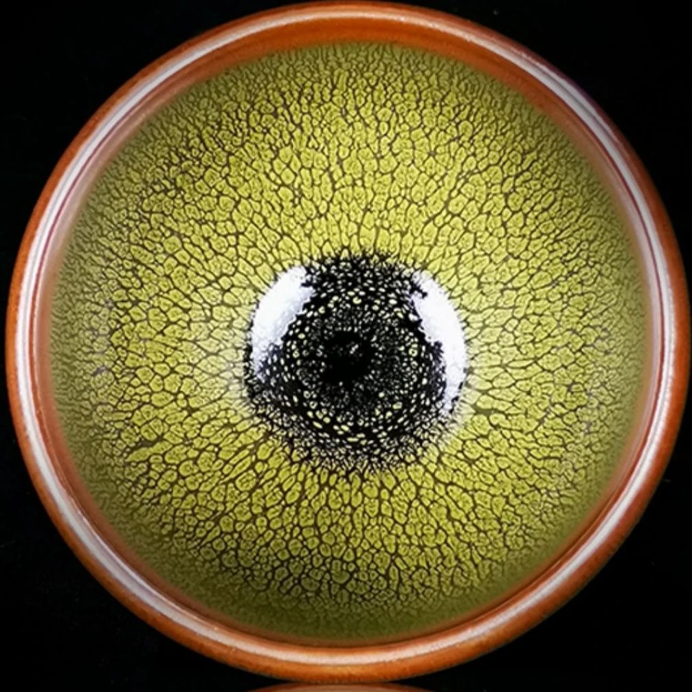 建阳建盏原矿釉电烧张国平浮萍绿鹧鸪纯手工建盏主人杯大号建盏茶