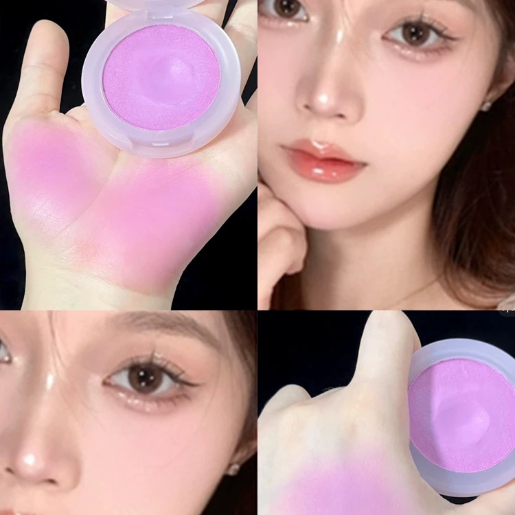 向日花腮红膏泥女收缩膨胀色腮紫蓝胭脂单色哑光高光修容提亮
