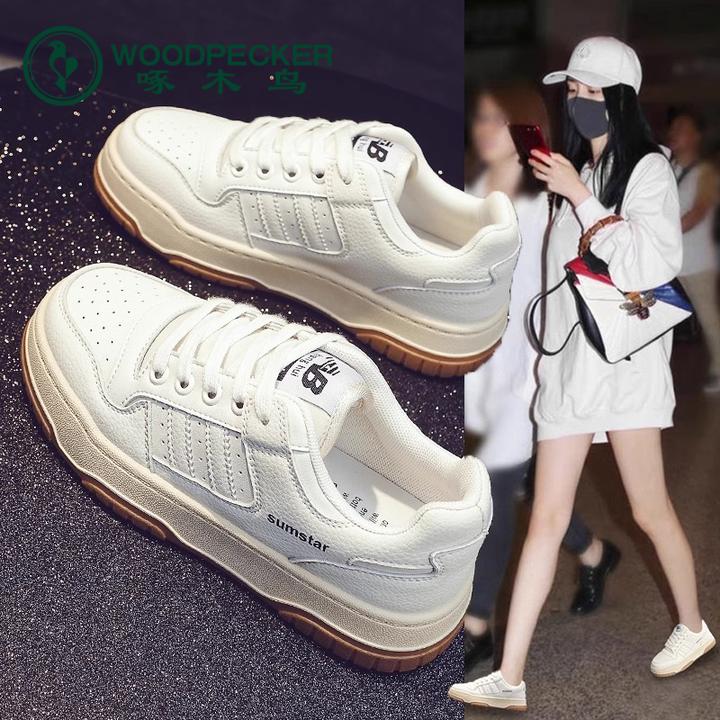 啄木鸟爆款小白鞋女2024新款秋季厚底增高百搭运动休闲鞋百搭板鞋