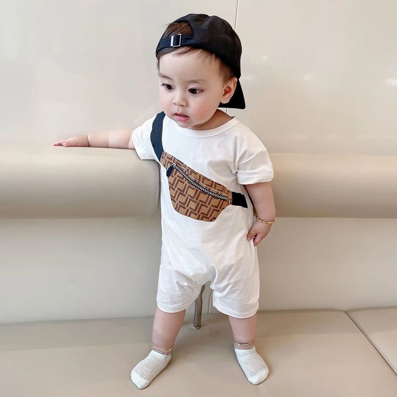 斜跨包连体衣薄款儿童婴儿纯棉新生儿夏款幼儿洋气