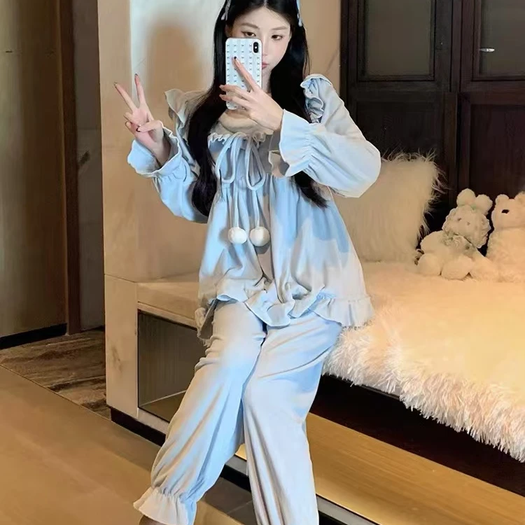 3.冬季睡衣长袖时尚甜美韩版