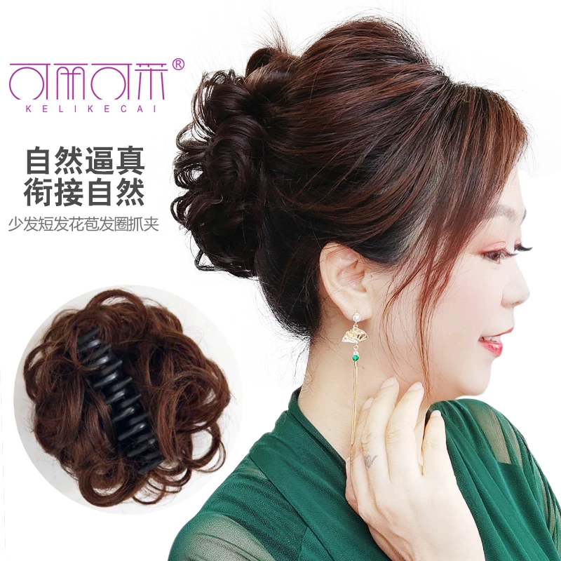 短发花苞卷发圈蓬松假发造型发圈大号花苞丸子头抓夹