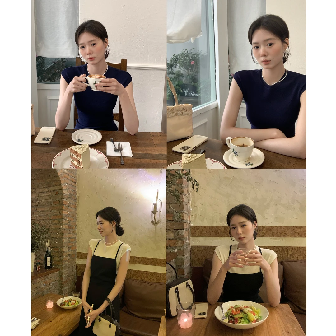 清 DH OFFICIAL 大花【玫瑰织夜 Roes】显瘦短款修身韩版挂脖小上衣