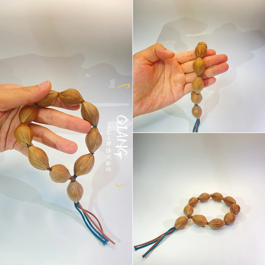 广东云浮橄榄核三通天然橄榄核素串鹰嘴手串1.8-2.0手串盘玩
