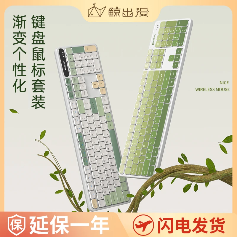 鲸出没渐变无线键盘客制化艺术键鼠套装台式电脑笔记本学生党办公