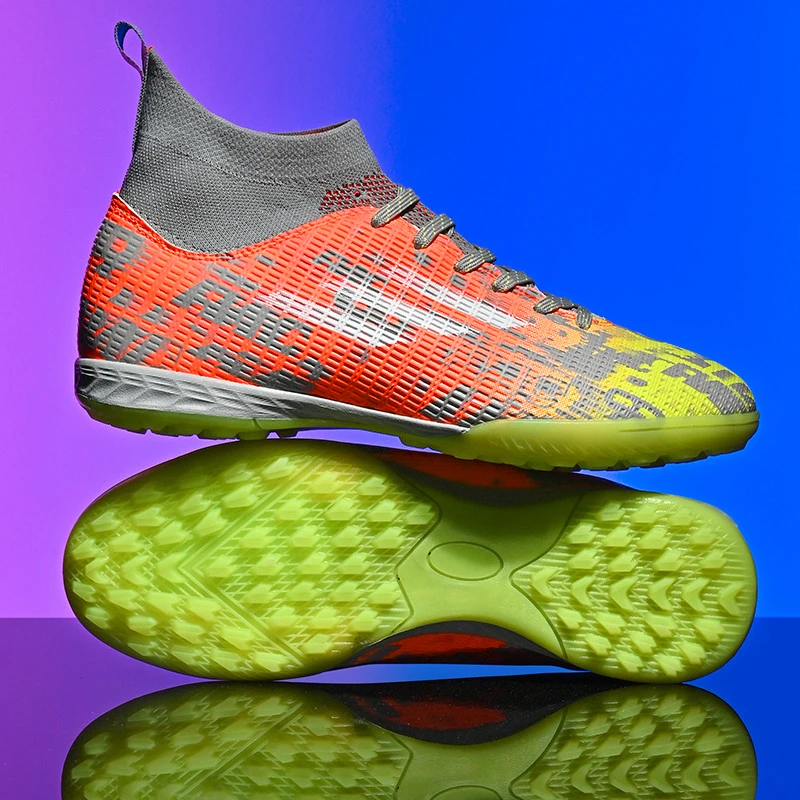 新款鸳鸯足球鞋男款碎钉男女儿童小学生青少年透气足球训练鞋耐磨