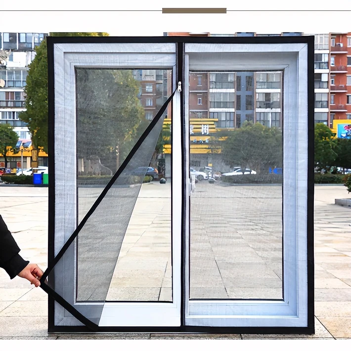 纱窗网自粘条沙网家用窗纱窗户防蚊网自装中开拉链隐形铝合金网纱