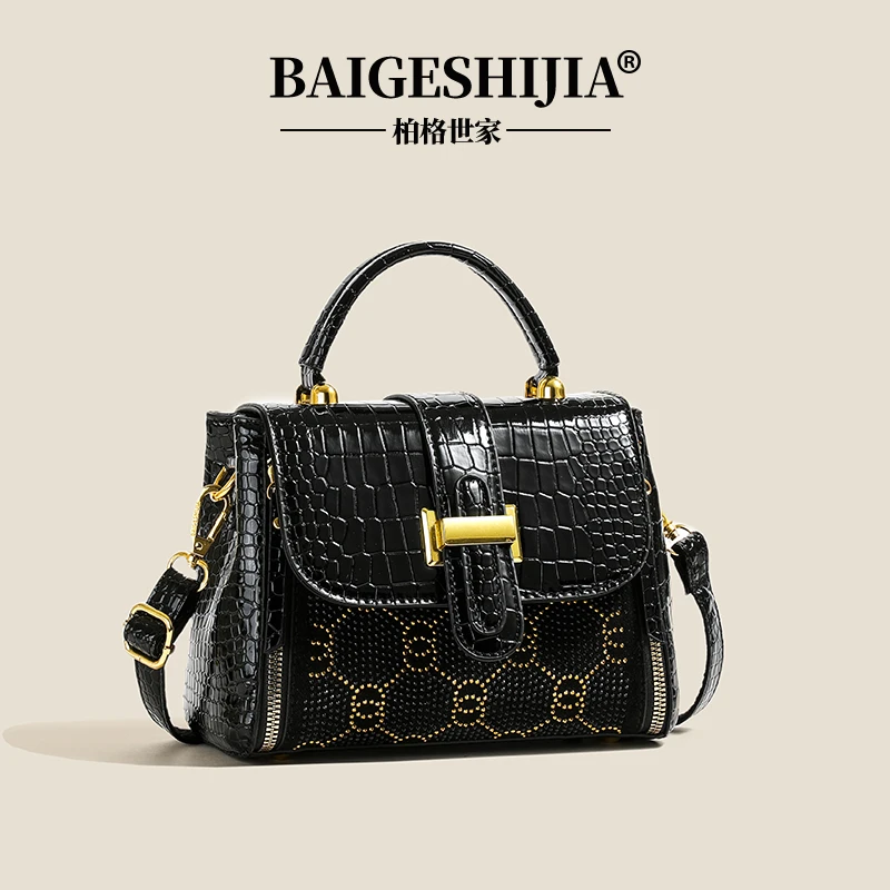 （现货）气质时尚百搭烫钻大容量单肩斜挎潮流包