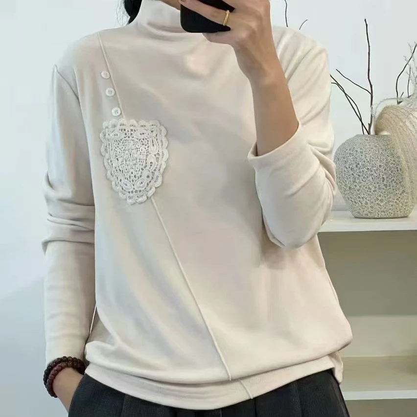 文艺范2024年半高领秋冬季新款套头长袖内搭棉质保暖锁温打底衫女