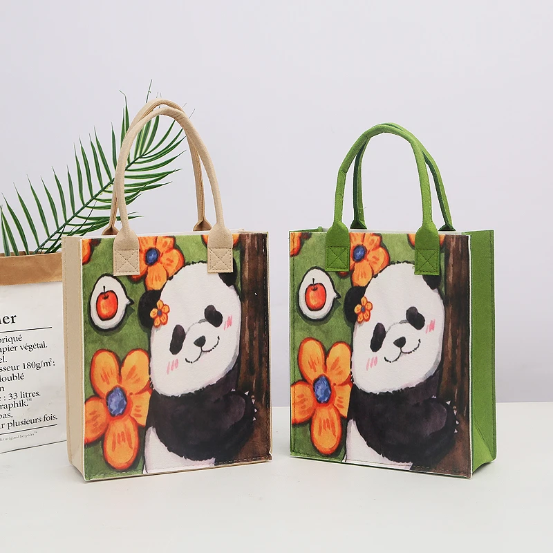 原创时尚毛毡手拎包便携手提包包百搭环保卡通创意手提包-yzsm