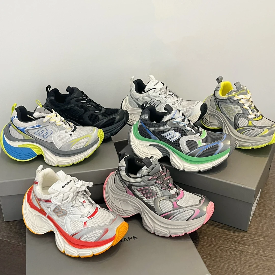 2024巴黎春季秀款10XL厚底老爹鞋女拼色百搭时尚情侣运动鞋休闲鞋