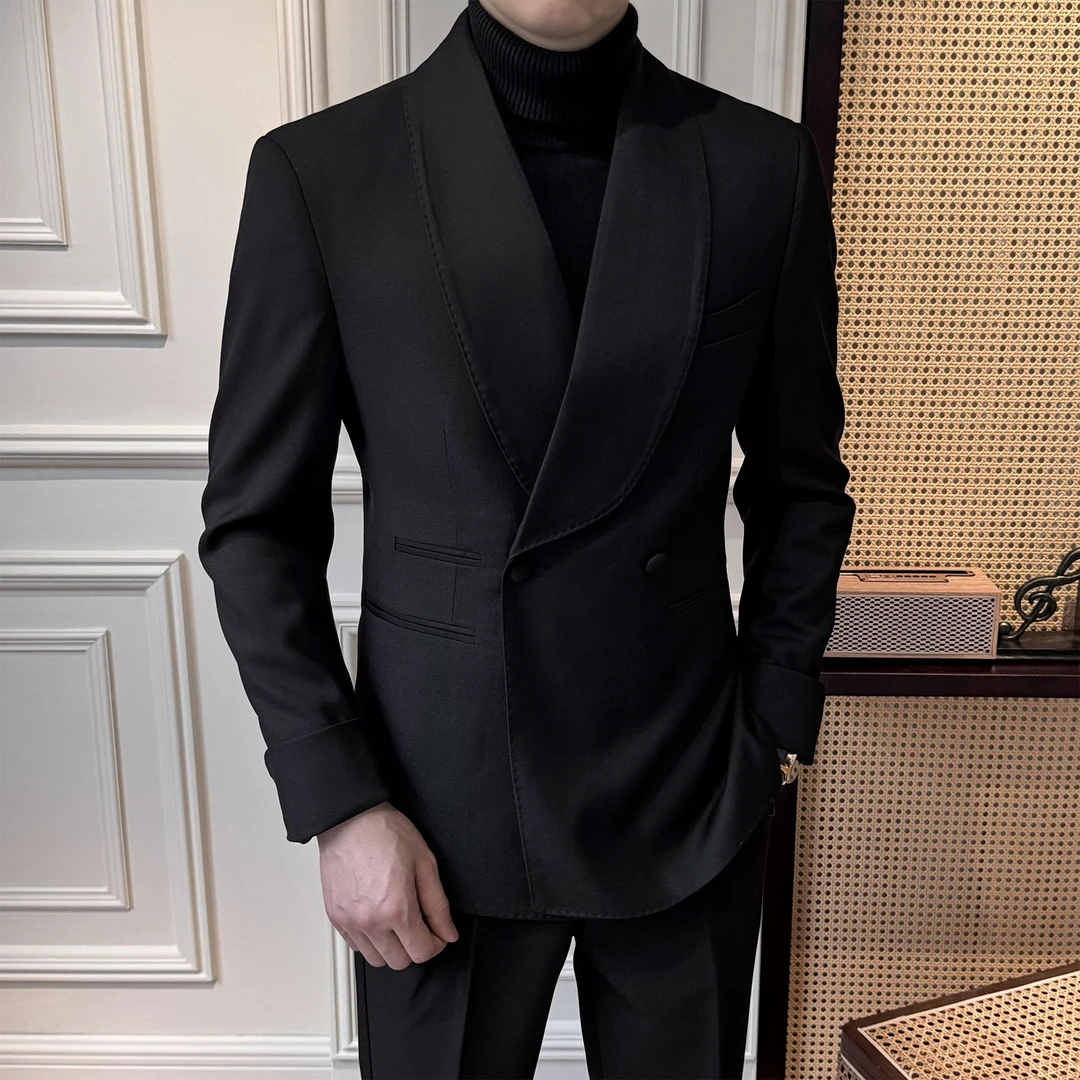 潮牌商务西装外套2026秋冬新款潮流痞帅职业小西服气质显瘦上衣男