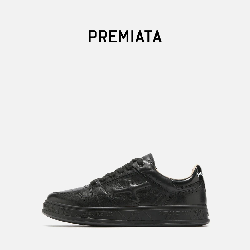 PREMIATA男士时尚百搭休闲百搭潮流厚底头层皮黑色复古经典款板鞋