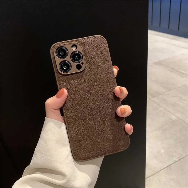美拉德风复古皮纹手机壳iPhone13/14女xr苹果15promax防摔12/11xs