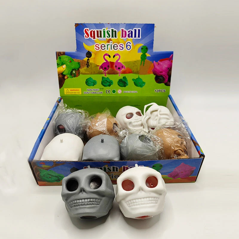 骷髅头挤压球万圣节捏捏乐挤压出虫子水球整蛊发泄恶搞减压神器