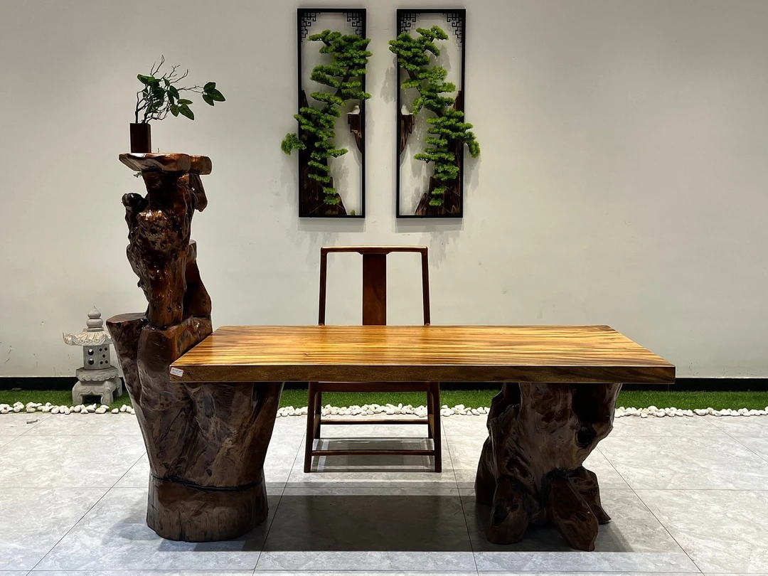 实木大板桌不同场景搭配组合下单咨询客服