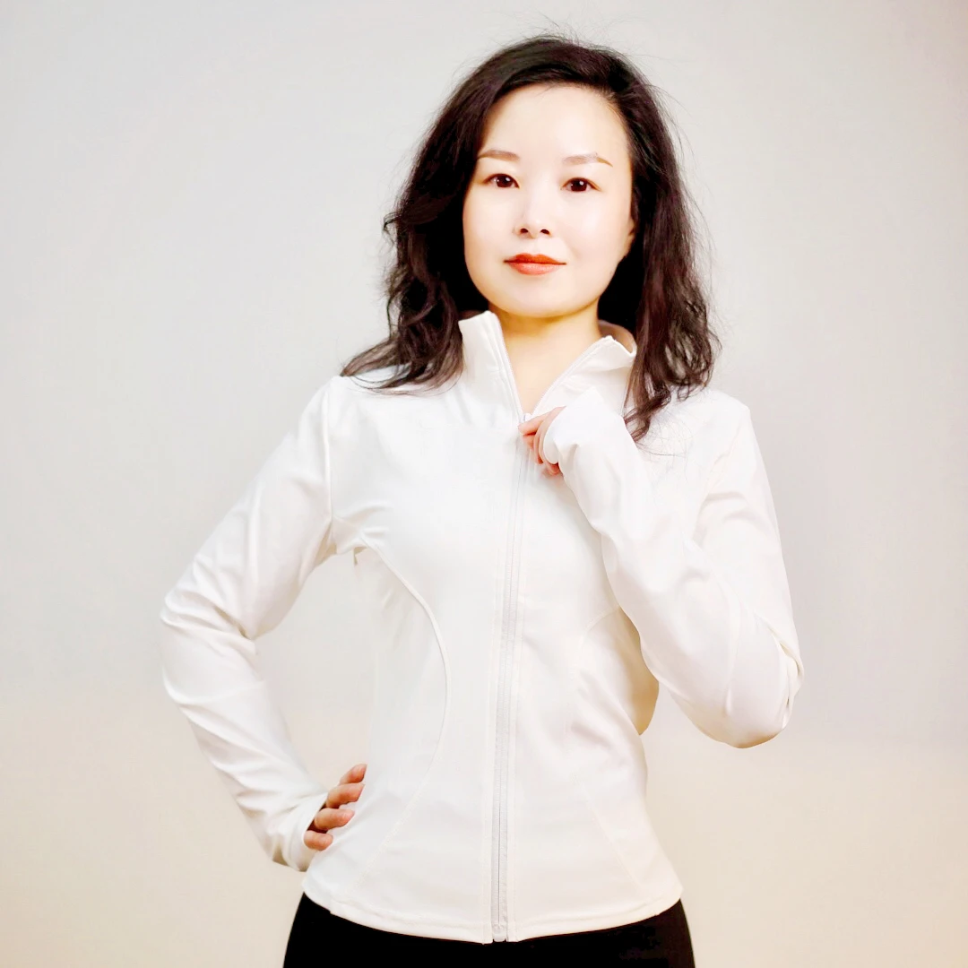 乔大大四季专业-跑步健身长袖小蛮腰外套女士透气立领弹力