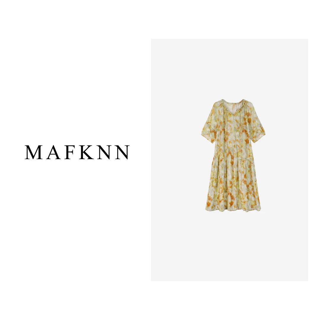 MAFKNN/玛肯气质时尚宽松显瘦碎花夏季女装连衣裙MK10026